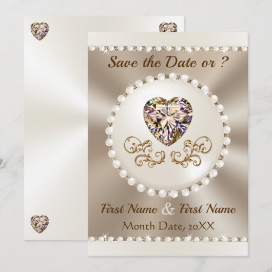 Hochzeit Sichern Sie die Datumskarten, Champagner  Einladung (Vorne/Hinten)