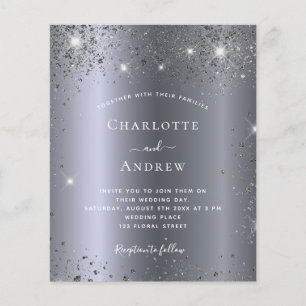 Hochzeit Silber Glamour Budget Einladung Flyer
