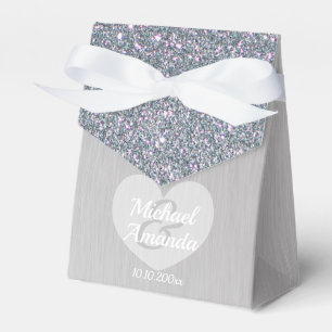 Hochzeit Silber Glitter Personalisiert Geschenkschachtel