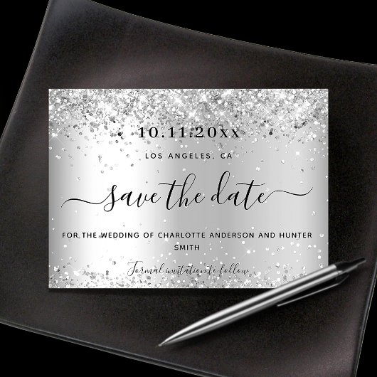 Hochzeit silber Konfetti elegant Save The Date