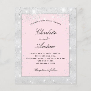 Hochzeit Silber Roség­litter Budget-Einladung Flyer