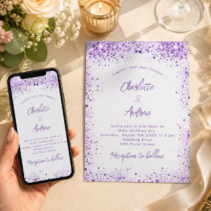 Hochzeit Silber Violett Lila Funkeln Einladung
