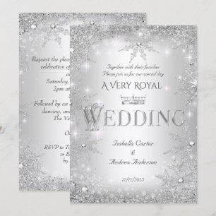 Hochzeit Silber Winter Wonderland Königskrone Einladung