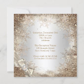 Hochzeit Silberbeige Creme Pearl Bow Schneeflocke  Einladung (Rückseite)