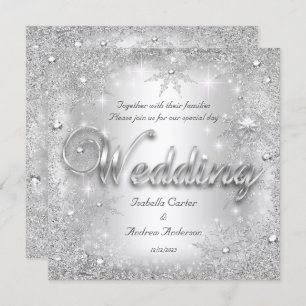 Hochzeit Silver Winter Wonderland Schneeflocken Einladung