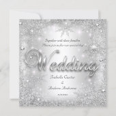 Hochzeit Silver Winter Wonderland Schneeflocken Einladung (Vorderseite)
