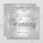 Hochzeit Silver Winter Wonderland Schneeflocken Einladung (Vorne/Hinten)