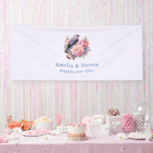 Hochzeit Singvogel auf rosa Pfingstrosen Banner