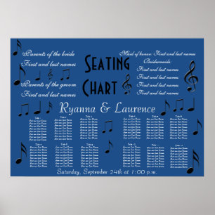 Hochzeit Sitzplan Musiknoten Etwas Blau Poster