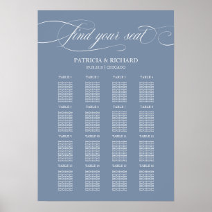 Hochzeit Sitzplan Schild Elegant Dusty Blue