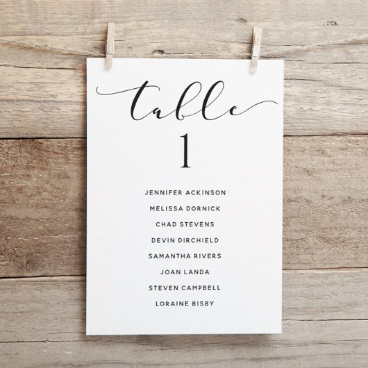 Hochzeit Sitzplan-Tischliste Karte Elegant