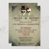 Hochzeit Skeleton Bride Groom Skulls Einladung (Vorne/Hinten)
