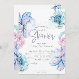 Hochzeit | Sky Blue und Bubblegum Pink Peonies Einladung