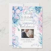 Hochzeit | Sky Blue und Bubblegum Pink Peonies Einladung (Vorderseite)