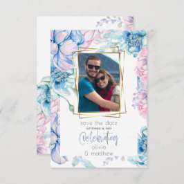 Hochzeit | Sky Blue und Bubblegum Pink Peonies Einladung