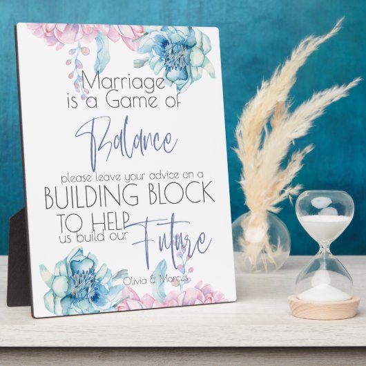 Hochzeit | Sky Blue und Bubblegum Pink Peonies Fotoplatte (Seite)