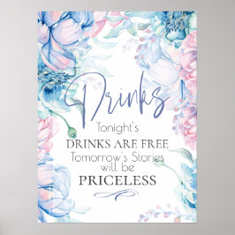 Hochzeit | Sky Blue und Bubblegum Pink Peonies Poster