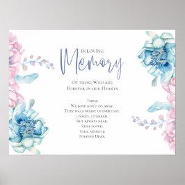 Hochzeit | Sky Blue und Bubblegum Pink Peonies Poster