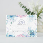 Hochzeit | Sky Blue und Bubblegum Pink Peonies RSVP Karte (Stehend Vorderseite)