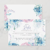 Hochzeit | Sky Blue und Bubblegum Pink Peonies RSVP Karte (Vorne/Hinten)