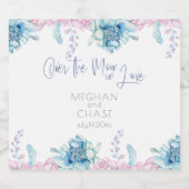 Hochzeit | Sky Blue und Bubblegum Pink Peonies Schaumweinetikett (Einzelnes Label)