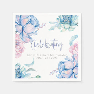 Hochzeit Sky Blue und Bubblegum Pink Peonies Serviette