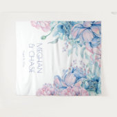 Hochzeit | Sky Blue und Bubblegum Pink Peonies Wandteppich (Vorderseite (Horizontal))