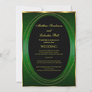Hochzeit Smaragdgrünes Gold Schwarz Elegant Modern Einladung