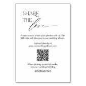 Hochzeit Social Media Sign mit QR Code und Script Tischnummer (Vorderseite)