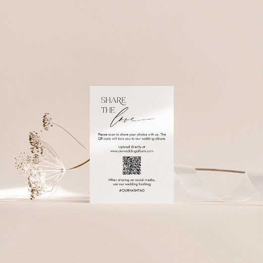 Hochzeit Social Media Sign mit QR Code und Script Tischnummer