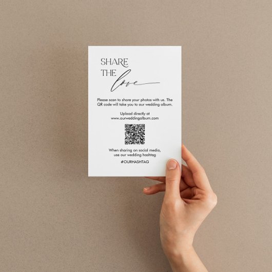 Hochzeit Social Media Sign mit QR Code und Script Tischnummer