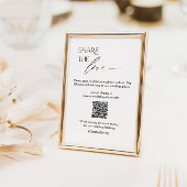 Hochzeit Social Media Sign mit QR Code und Script Tischnummer
