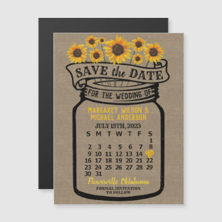 Hochzeit Sonnenblumen Mason Jar Juli 2023 Date Mag Magnetkarte