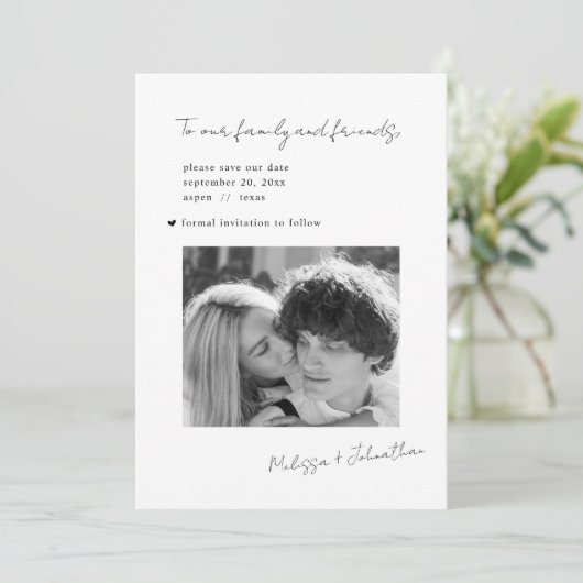 Hochzeit spart das Datum, das modern Minimalistisc Save The Date (Stehend Vorderseite)