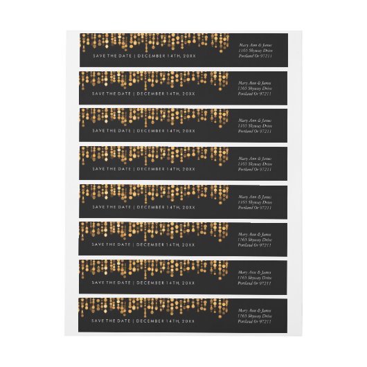 Hochzeit spart das Datum moderner Gold-Lichter (Bogen)