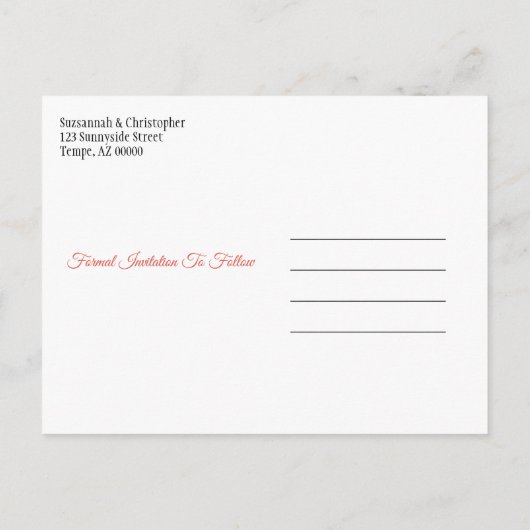 Hochzeit speichern das Datum Orange Burgundy Tree Ankündigungspostkarte (Rückseite)