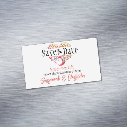 Hochzeit speichern das Datum Orange Burgundy Tree Magnetische Visitenkarte (Beispiel)