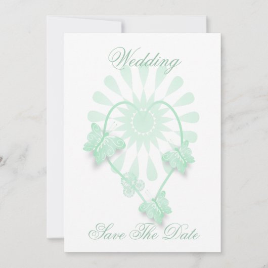 Hochzeit speichern das Datum Pfefferminzschmetterl Save The Date (Vorderseite)