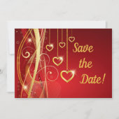 Hochzeit speichern das Datum Romantische rote gold Save The Date (Vorderseite)
