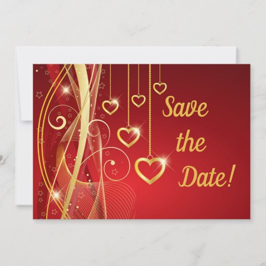 Hochzeit speichern das Datum Romantische rote gold Save The Date (Vorderseite)