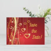 Hochzeit speichern das Datum Romantische rote gold Save The Date (Stehend Vorderseite)