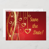 Hochzeit speichern das Datum Romantische rote gold Save The Date (Vorne/Hinten)