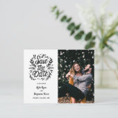 Hochzeit Speichern Sie das Date Foto Calligraphy B Postkarte (Stehend Vorderseite)