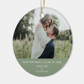 Hochzeit Speichern Sie das Date-Foto einfach Minim Keramik Ornament (Links)