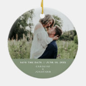 Hochzeit Speichern Sie das Date-Foto einfach Minim Keramik Ornament (Hinten)