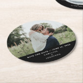 Hochzeit Speichern Sie das Date-Foto einfache Mini Runder Pappuntersetzer (Angewinkelt)