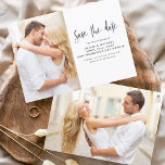 Hochzeit Speichern Sie das Date Foto Elegant Simpl Save The Date<br><div class="desc">Hochzeit Speichern Sie die Datumskarten,  die ein Foto auf der Vorder- und Rückseite haben. Die Save the Date-Karten enthalten eine moderne,  handgeschriebene,  kursive Schriftzeichen-Typografie,  die elegant,  einfach und modern nach dem Hochzeitstag zu verwenden sind.</div>