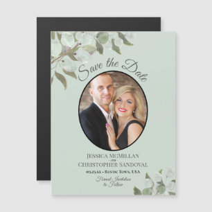 Hochzeit Speichern Sie das Date Foto & Grüne Minze Magneteinladung