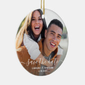 Hochzeit Speichern Sie das Date Foto Hübsch Kallig Keramik Ornament (Rechts)