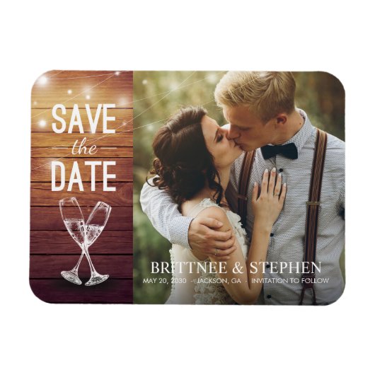 Hochzeit speichern Sie das Date Foto Magnet Champa (Horizontal)